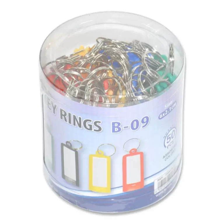 FIS FSKCB-09 Key Rings, 6 × 2.1 cm, Assorted Colours, Pack of 50