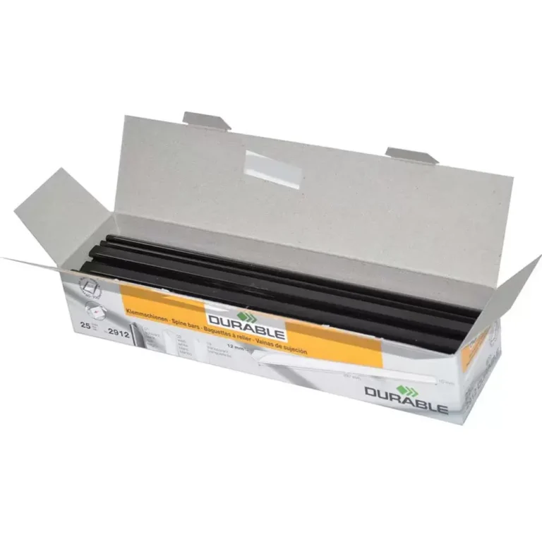Durable DUPG2912-01 A4 Binding Bars, 12 mm, Black, Pack of 25