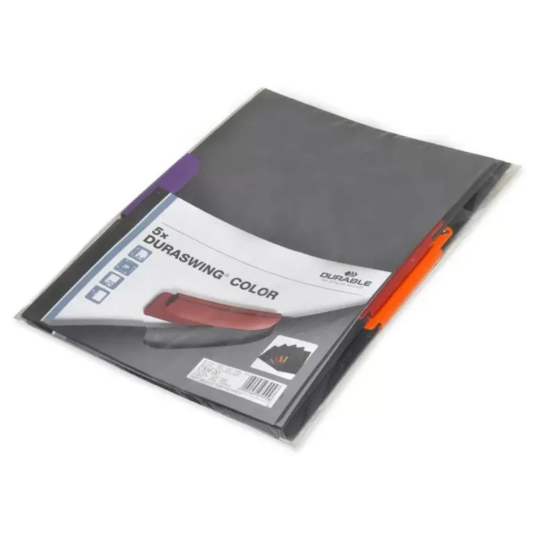 Durable 230400 DURASWING COLOR A4 Clip Folders, Pack of 5, Assorted Clips