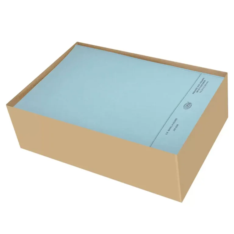FIS FSFF7FBL Square Cut Folders With 8 cm Fastener, F/S (210 × 330 mm), Blue, 320 gsm, 50 pieces