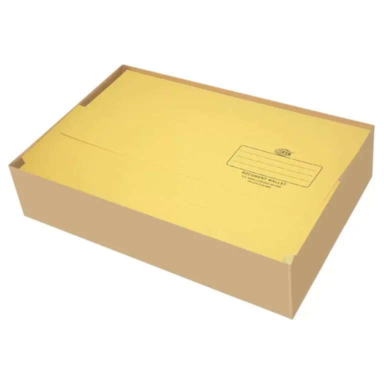FIS FSFF8YL Document Wallets, F/S (210 × 330 mm), Yellow, 320 gsm, Pack of 50 pieces