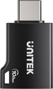 Unitek 10Gbps USB-C to USB-A Adapter, Up To 10Gbps Data Syncing Speed, Built-In Protection Circuits, Plug And Play, Zinc Alloy Casing, Black | A1048ABK01