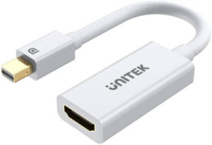 Unitek 4K 30Hz Mini DisplayPort to HDMI 1.4 Adapter, 4K Ultra HD Resolution, HDMI Female Downstream, Mini DisplayPort Male Upstream, Plug And Play, 20cm Cable Length, White | Y-6331