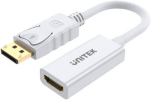Unitek 4K 30Hz DisplayPort to HDMI 1.4 Adapter, Up To 4K UHD 30Hz Resolution, Plug & Play, ABS Housing Material, 20cm Cable Length, White | Y-6332