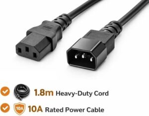 Generic C13 to C14 Power Cord, 1.8m Cable Length, Black