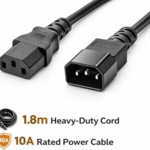 Generic C13 to C14 Power Cord, 1.8m Cable Length, Black