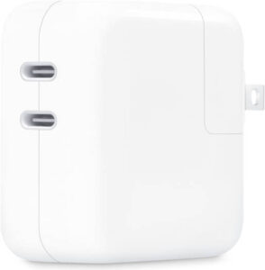 Apple 35W Dual USB-C Port Power Adapter, 2 x USB Type-C Female Ports, Compatible with iPhone / iPad / Mac Models, US Plug, White | MW2K3AM/A