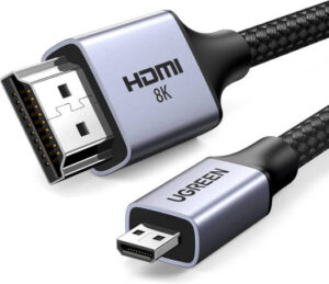 UGREEN HD164 8K Micro HDMI to HDMI Cable 2M, 48Gbps Ultra High Speed HDMI 2.1 Cable for 8K/4K Devices, Gray | 15517
