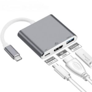 Generic USB 3.1 Type-C To HDMI, USB 3.0, USB-C Multiport Adapter, Lightweight And Portable, Seamless Connectivity, Silver | 3in1-C