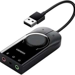 UGREEN CM129 USB External Stereo Sound Adapter Card With Built-In 3.5 Audio Jack 4-Pin Combo Port And Volume Controls | 40964