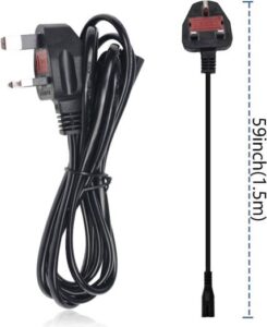 Power Cable Lead UK Plug to IEC C7 Figure 8 2 Pin Cord for Samsung Toshiba Philips LG Sony Panasonic LED Flat TV Sky Box XBOX One S PS3/4 Projector Camera Charge etc 1.2M Long
