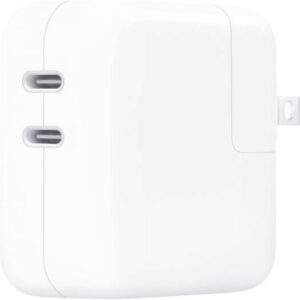Apple 35W Dual USB-C Port Power Adapter, 2 x USB Type-C Female Ports, Compatible with iPhone / iPad / Mac Models, US Plug, White | MNWP3AM/A