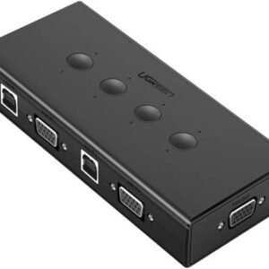 UGREEN 50280 USB KVM Switch Box, 4 IN 1 OUT VGA Switch 1080P Sharing Video Adapter with 3 Port Extended USB Hub, Black | 50280