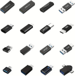 16pcs USB-C to USB 3.0 Adapter, USB to Micro-B, OTG MiniUSB Power Mode, 36V Operating Voltage, Data Transfer, Charging High-Speed, Conversion Without Battery, Black