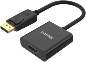 Unitek DisplayPort to HDMI 1080P Full HD Adapter, Up To Full HD 1920×1200 Resolution, Audio & Visual Pass, 20cm Cable Length, Black | Y-5118DA