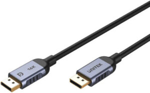 Unitek Gaming 8K@120Hz DisplayPort 2.1 Cable, 16K@60Hz, 8K@120Hz, 4K@240Hz Resolution, Dynamic HDR Technology, 3D Stereo Imaging Technology, VESA Standard, 2M Cable Length, Black | C1626GY01-2M