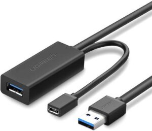 UGREEN USB Extension Cable USB 3.0, Male to Female Active Repeater Cable with Signal Amplifier Repeater, Wide Compatibility, 5 Meters, Black | 20826