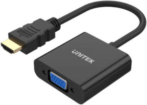 Unitek HDMI to VGA Adapter with 3.5mm for Stereo Audio, VGA 1080P UXGA Resolution, Diminutive Dimension, Audio Output Solution, Plug And Play, 15cm Cable Length, Black | Y-6333