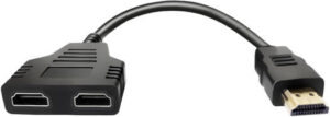 HDMI Splitter Adapter Cable, 1 in 2 Out HDMI Male to Dual HDMI Female 1 to 2 Way for HDMI HD TV, LED, LCD, TV, Gold Plated Connectors, Black | HDMISPLTTR