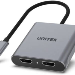 Unitek USB-C to Dual HDMI 4K Adapter, Up to 4K@60Hz Dual Output, Stream with HDCP2.2, Multi-Stream Transport, 15cm Cable Length, Space Grey | V1404B