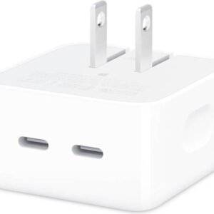 Apple 35W Dual USB Type-C Port Compact Power Adapter, 2 x USB Type-C Female Ports, For MacBook Air, White | MW2H3AM/A