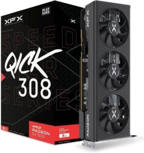 XFX Speedster QICK308 Radeon RX 7600 Black Graphics Card, 8GB GDDR6 128bit Memory, 2755 MHz Boost Clock, 18 Gbps Memory Clock, 2048 Steam Processors, PCI-E 4.0, 3*DP 2.1 / HDMI 2.1 | RX-76PQICKBY