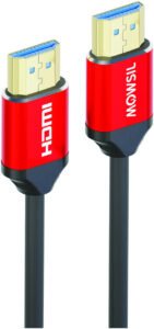 Mowsil HDMI To HDMI 1.4V Cable, Upto 4K @ 30HZ Resolution, Pure Copper Conductor, 24K Gold Plated Connector, Aluminum Head, 1 Meter, Black-Red | MOHD101