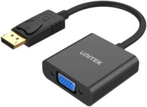 Unitek DisplayPort to VGA Adapter, VGA 1080P UXGA Resolution, Diminutive Dimension, Plug And Play, 20cm Cable Length, Black | Y-5118E