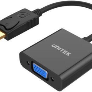 Unitek DisplayPort to VGA Adapter, VGA 1080P UXGA Resolution, Diminutive Dimension, Plug And Play, 20cm Cable Length, Black | Y-5118E