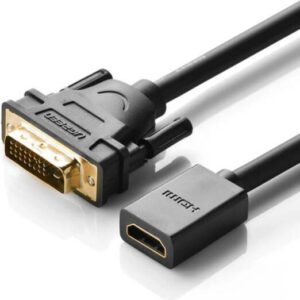 UGREEN 1080P DVI Male to Female HDMI Cable Adapter with Bi-Directional Data Transfer (22 cm) | 20118