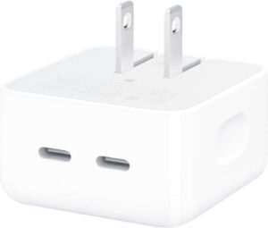Apple 35W Dual USB Type-C Port Compact Power Adapter, 2 x USB Type-C Female Ports, For MacBook Air, White | MNWM3AM/A