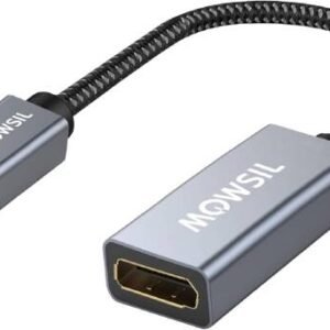 Mowsil Mini DisplayPort to DisplayPort Adapter, Mini DP Male to DP Female Converter, Supported Resolution 4K@60Hz for iMac, Laptop, Mac Mini, Monitor, HDTV, Projector, Grey | MOMDD