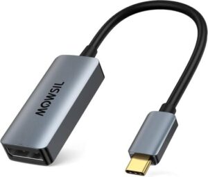 MOWSIL USB-C to DisplayPort Converter, USB 3.1 Type-C to DP Female Adapter, 4K@60Hz UHD Resolution, 8CM Cable, Aluminium Alloy, High-Speed Video and Audio Transmission,Compatible, Silver | MOCDP