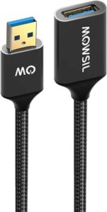 Mowsil USB 3.0 Extension Cable 5 Mtr, Gold-Plated Connectors, Aluminum Shell, Braided Cord, 5Gbps High-Speed Data Transfer, USB A Male to Female Extender Cable, for Laptops, PCs, 5 Meter | MOUE05
