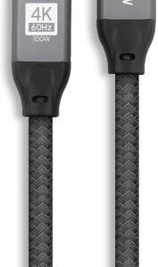 Mowsil USB4 Cable, 20Gbps USB-C to USB-C Cable, 100W PD Fast Charging, 4K@60Hz / 8K@30Hz Video, Aluminum Alloy Shell, Nylon Braided, 5 Meter Cable Length, Gray | MOUC325