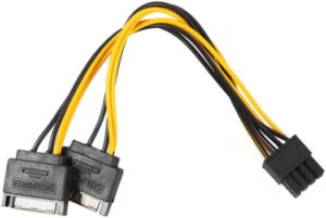 SATA Male To 8 Pin(6+2) Pcie Male Power Supply Adapter Cable, Stable And Reliable Connectivity, For Desktop PC, Yellow | TZZ71230668