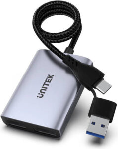 Unitek USB C/A Dual HDMI Adapter, Up To 1920×1080@60Hz Resolution, Dual 1080P Display, 4 Display Modes, Aluminium Alloy Material, 60cm Cable Length, Space Grey | V1427A01