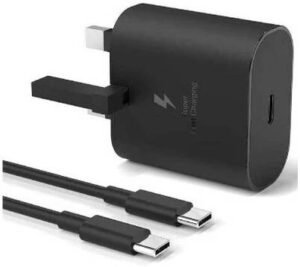Generic 25W PD Fast Charger Adapter, USB C Plug and Cable for Samsung Galaxy S21, S21 FE, S21 Ultra, S22, S23, S23+, S20, Z Flip 4, Z Fold 4, A13, A33, A53, Black | IC-25W