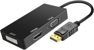 3-In-1 Displayport DP To HDMI VGA DVI Adapter, Black | 3 IN 1 HUB