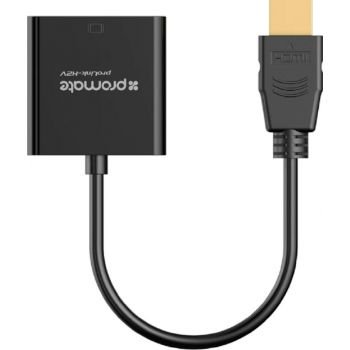 Promate 1080P HDMI to VGA Display Adaptor Kit, 1.65Gbps Video Bandwidth, Up to 1920 x 1080/60Hz Video Input, Black | ProLink-H2V.Black - Image 2