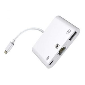 Lighting to Ethernet Camera Adapter NK-107 – 3 In 1 Ethernet + USB + 8 Pin Charging Female Ports To 8 Pin Male OTG Digital Video Converter | NK-107