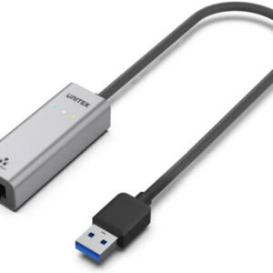 UNITEK USB-A to Gigabit Ethernet Adapter, USB 3.0 5 Gbps to 1000 Mbps RJ45, IPv4/IPv6, Wake-on-LAN, Aluminum Plug and Play, Gray | Y-3464