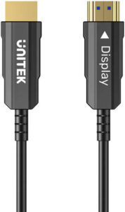 Unitek 4K 60Hz HDMI Fiber Optic Cable, 4K@60Hz Resolution, 18Gbps Data Speed Transfer, HDR, Dolby Vision, HDCP2.2, ARC, 3D, Alloy Housing Material, 100M Cable Length, Black | C11072BK-100M