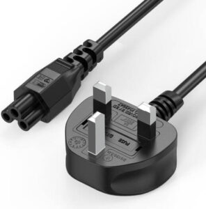 Generic Laptop Power Cable, UK C5 Cloverleaf 3-Pin, Oxygen-Free Fine Copper, Fire Protection Layer, Flame retardant PVC, 1.5 Meters Cable Length, Black | LPC15