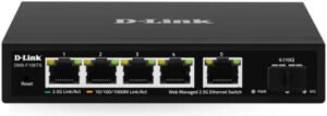 D-Link 5-Port 2.5G Multi-Gigabit Switch with 10G SFP+ Uplink, Smart Managed Desktop, QoS, VLAN & Networking Voice, Black | DMS-F106TS