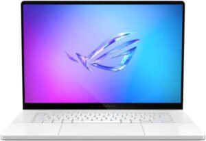 ASUS ROG Zephyrus G16 GU605 Gaming Laptop, 16″ 2.5K OLED 240Hz Display, Intel Core Ultra 9 285H, 64GB RAM, 1TB SSD, GeForce RTX 5070 Ti 12GB, English-Arabic KB, Win11, Platinum White | 90NR0LZ6-M00BD0
