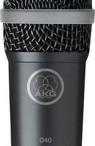 AKG D40 Cardioid Instrument Microphone, Cardioid Polar Pattern, All-Metal Body, Steel Wire-Mesh Cap, Varimotion Diaphragm, Black | 2815X00050
