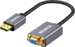 Mowsil DisplayPort to VGA Adapter 4K@60Hz, Gold Plated, Aluminum Alloy Compatible Devices PC, Laptop, Projector, Monitor, Grey | MODVG