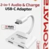 Promate 2-in-1 Audio and Charge USB-C Adapter, 15W Power Delivery, dual ports for Listing to audio | UniSplit-C - Thumbnail Image 3