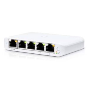 Ubiquiti Networks UniFi USW Flex Mini 5-Port Gigabit Managed Switch, with USB-C Power Adapter, 10 Gb/s Switching Capacity, 7.44 Mpps Fwd Rate, Compact, Fanless Design, White | USW-Flex-Mini